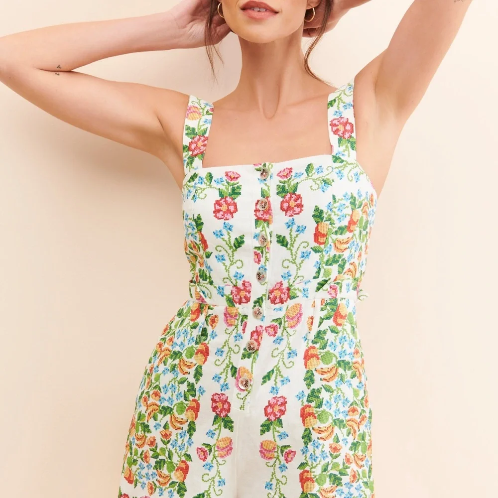FARM Rio Tropical Romance Off White Romper NWT - Picture 2 of 9